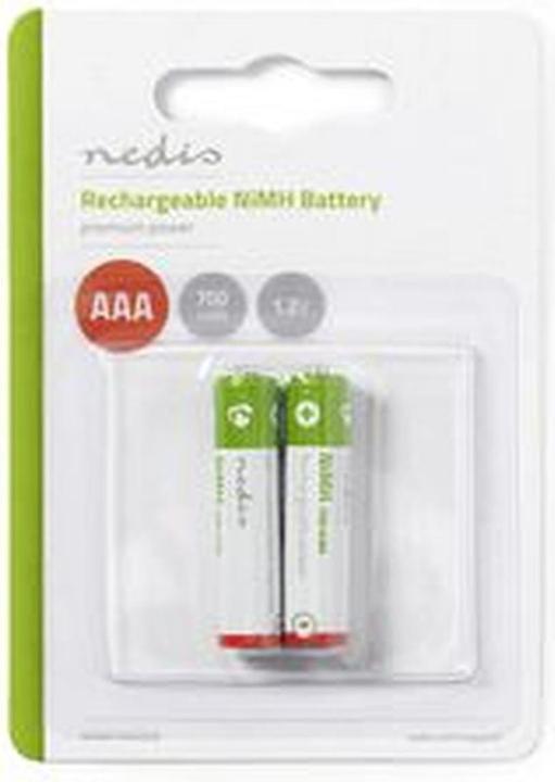 Actual product image Nedis Rechargeable NI-MH battery AAA 1.20 V AAA 700 mAh pre-charged blister 2 pieces, BANM7HR032B (2 pcs., AAA, 700 mAh)