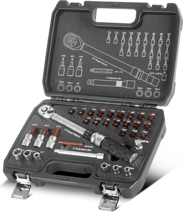 Produktbild Stahlwerk Drehmomentschlüssel-Set 32teilig 1/4" 5-25Nm Ratsche Umschaltknarre (1/4", 5 Nm, 25 Nm)