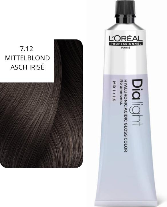 Image du produit L'Oréal Professionnel L'Oral Professionnel Dialight 712 Medium Blonde Ash Iridescent 60ml Hair Color (7,12 Blond moyen cendré irisé)