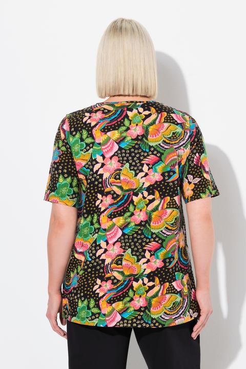 Produktbild Ulla Popken Longshirt, Blüten, A-Linie, V-Ausschnitt, Halbarm (62)