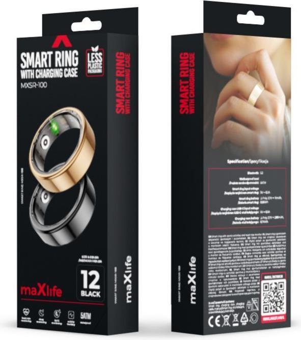 Actual product image Maxlife smart ring MXSR-100 black size 8 (8, Black)