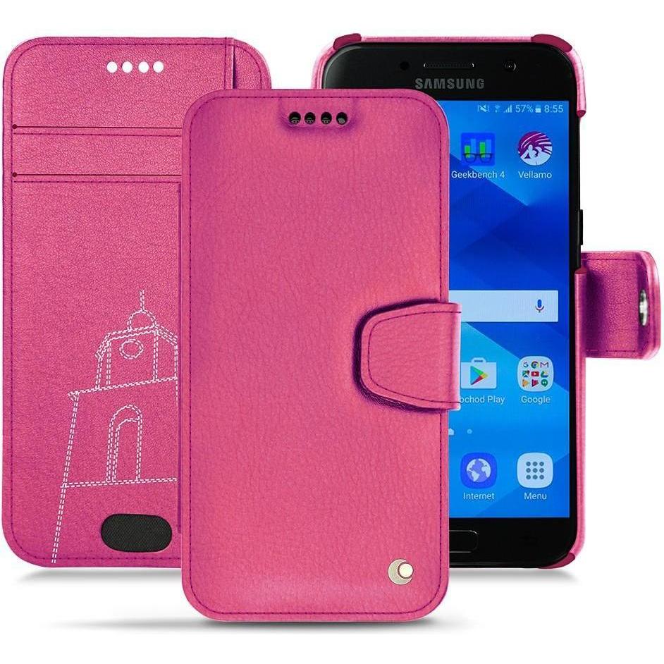 Noreve Lederschutzhülle Wallet (Samsung Galaxy A3 (2017)), Smartphone Hülle, Rosa