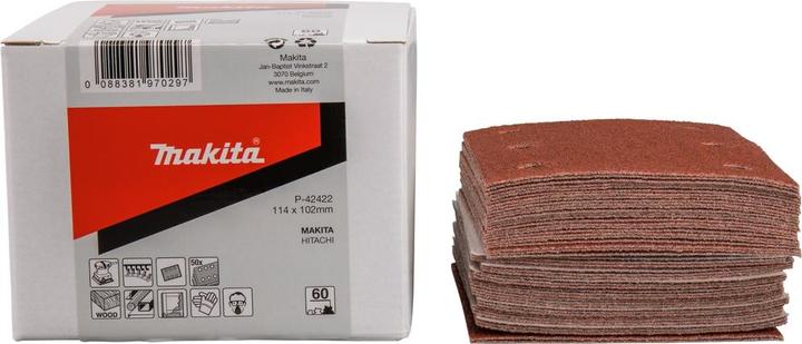Produktbild Makita Schleifpapier Klett 114 x 102 mm (6 Löcher) Körnung 60, 50 Stück (60)
