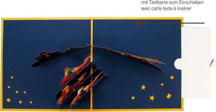 Actual product image Hervorragend 3D Pop-up Karte Nikolaus mit Rentierschlitten Merry Christmas rot (1 pcs.)