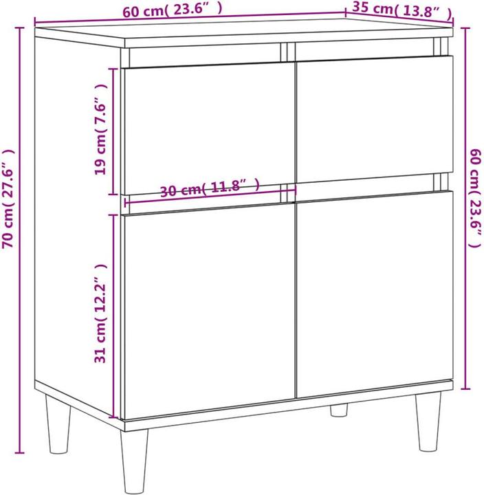 Produktbild vidaXL Sideboard (60 x 60 x 70 cm)