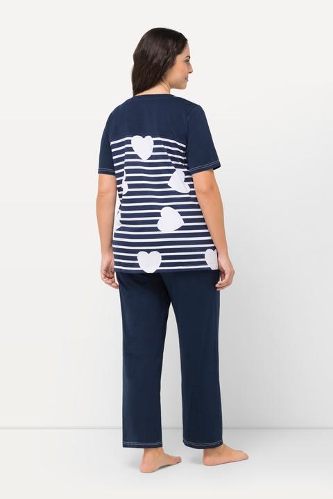 Produktbild Ulla Popken Pyjama, Herzen/Streifen, Rundhals, Halbarm (42, 44)