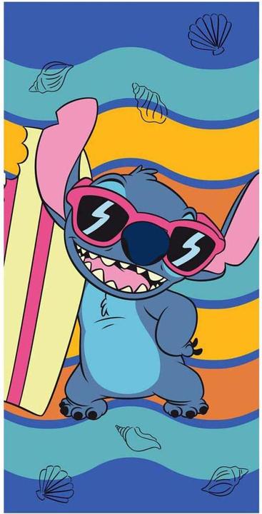 Aymax Telo da bagno Disney Lilo e Stitch Waves, telo mare 70x140cm (asciugatura rapida) (140 x 70 cm)