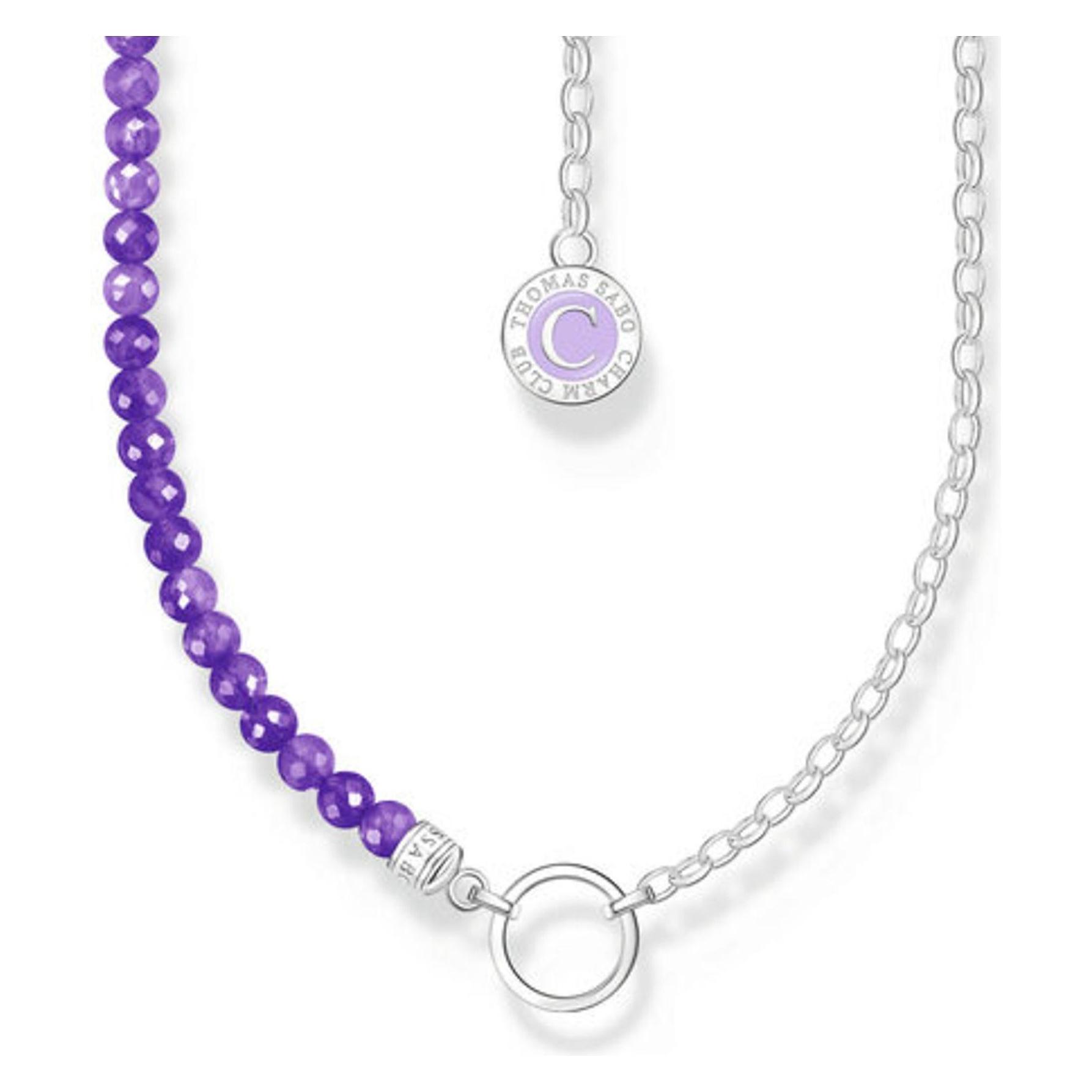Thomas Sabo, Halsschmuck, Member Charm Halskette Mit Gliedern Und Imitiertem Amethyst Silber, (Emaille, Silber 925, 40 Cm)