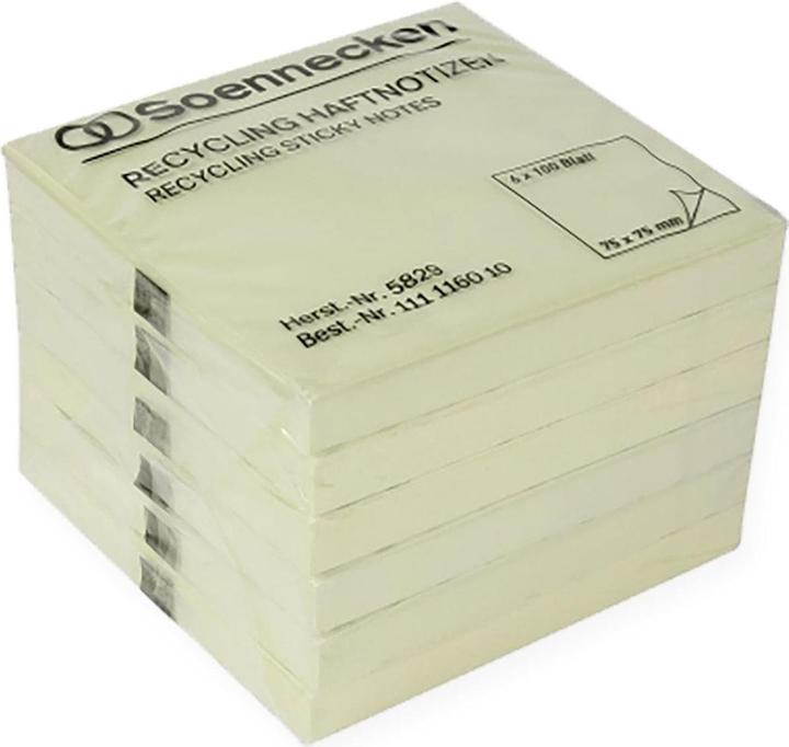 Produktbild Soennecken Haftnotiz Recycling Masse: 75 x 75 mm (B x H) Farbe: gelb (75 x 75 mm)