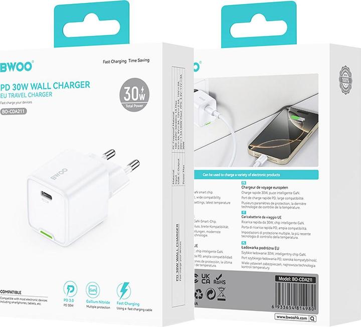 Image du produit Bwoo GaN 30W Wall Charger USB-C port (30 W, 1 portion)