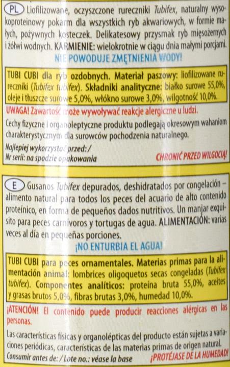 Actual product image Tropical Tubi-Cubi - Food for aquarium fish - 10g (Aquarium Fish)