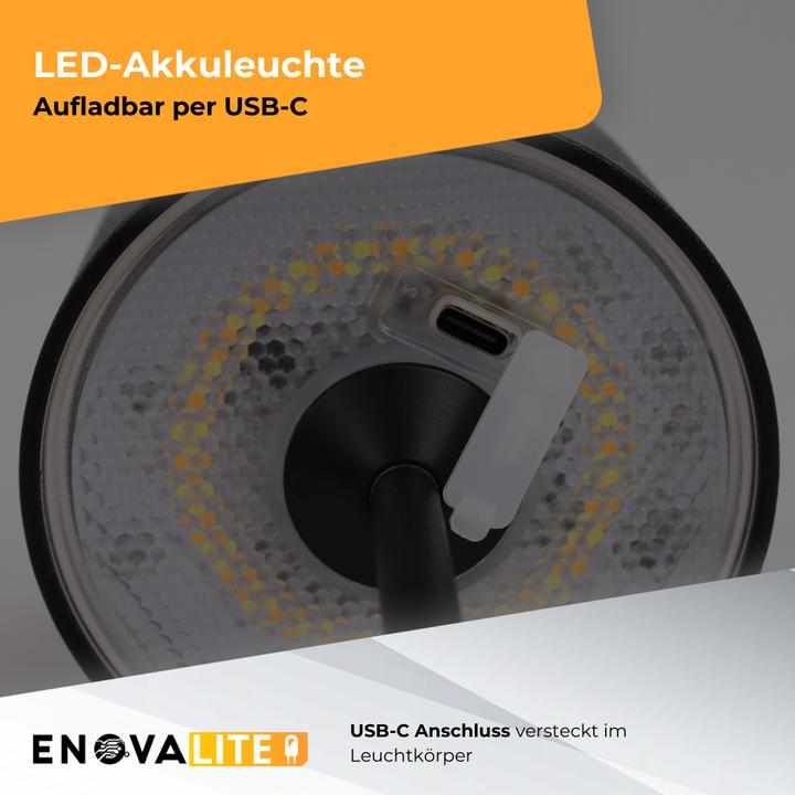 Productafbeelding Enovalite LED-Akku-Tischleuchte, ELED700401, EEK: D dimmbar, CCT, weiss (150 lm)