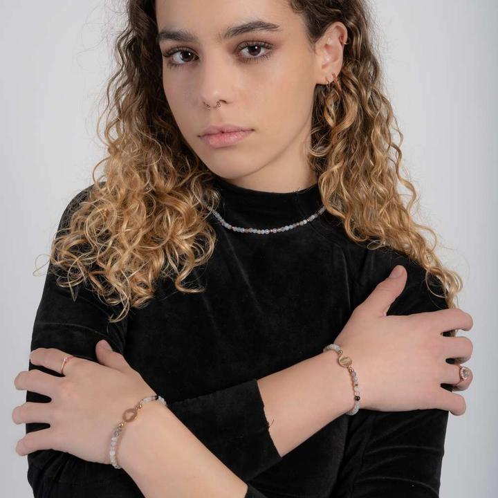 Immagine prodotto Bijouteria Bracciale (18 cm, Acciaio inossidabile, Rivestimento in PVD (colore oro), Agata)