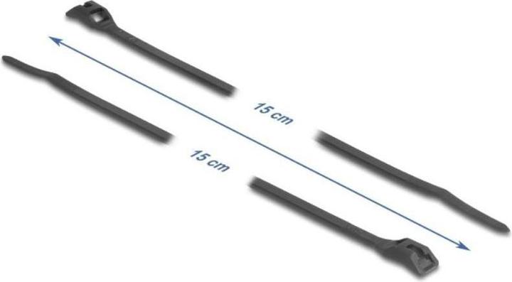 Actual product image Delock Cable ties with flat head L 150 x W 3.6 mm 100 pieces black (Plastic cable ties, 150 mm, 100 pcs.)