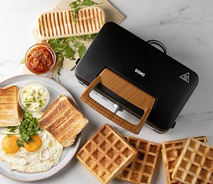 Actual product image Domo SANDWICH-WAFFEL-GRILL 3-IN-1 INKY BLACK Sandwichmaker Schwarz