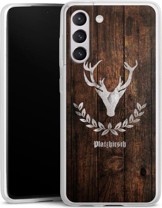 Produktbild DeinDesign Slim Case für Samsung Galaxy S21 FE 5G Silikon Hülle Ultra Dünn Handyhülle Hirsch Holz Holzoptik (Samsung Galaxy S21 FE 5G)