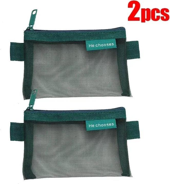 Immagine prodotto Only-Bags.Store 2 pezzi Mini Mesh Storage Bags Multi-colour Portable Pencil Case Holder Coin Cosmetic Jewellery