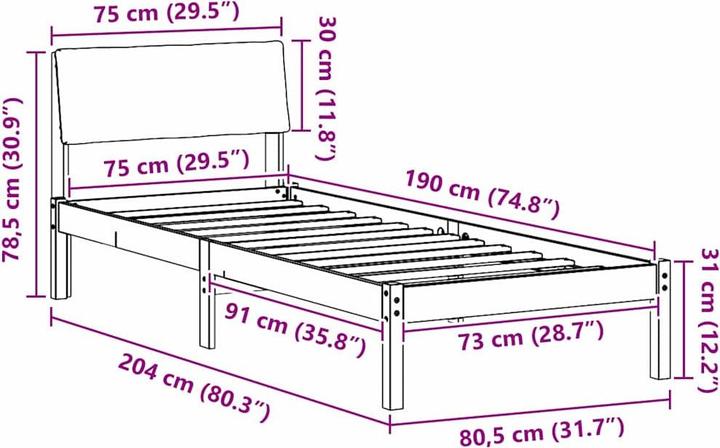 Image du produit vidaXL Plattformbett (75 x 190 cm)
