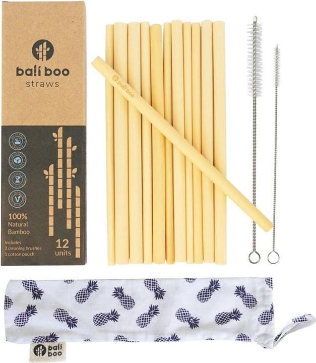 Image du produit Bali Boo Kit de pailles en bambou, brosse de nettoyage incluse (12 x)