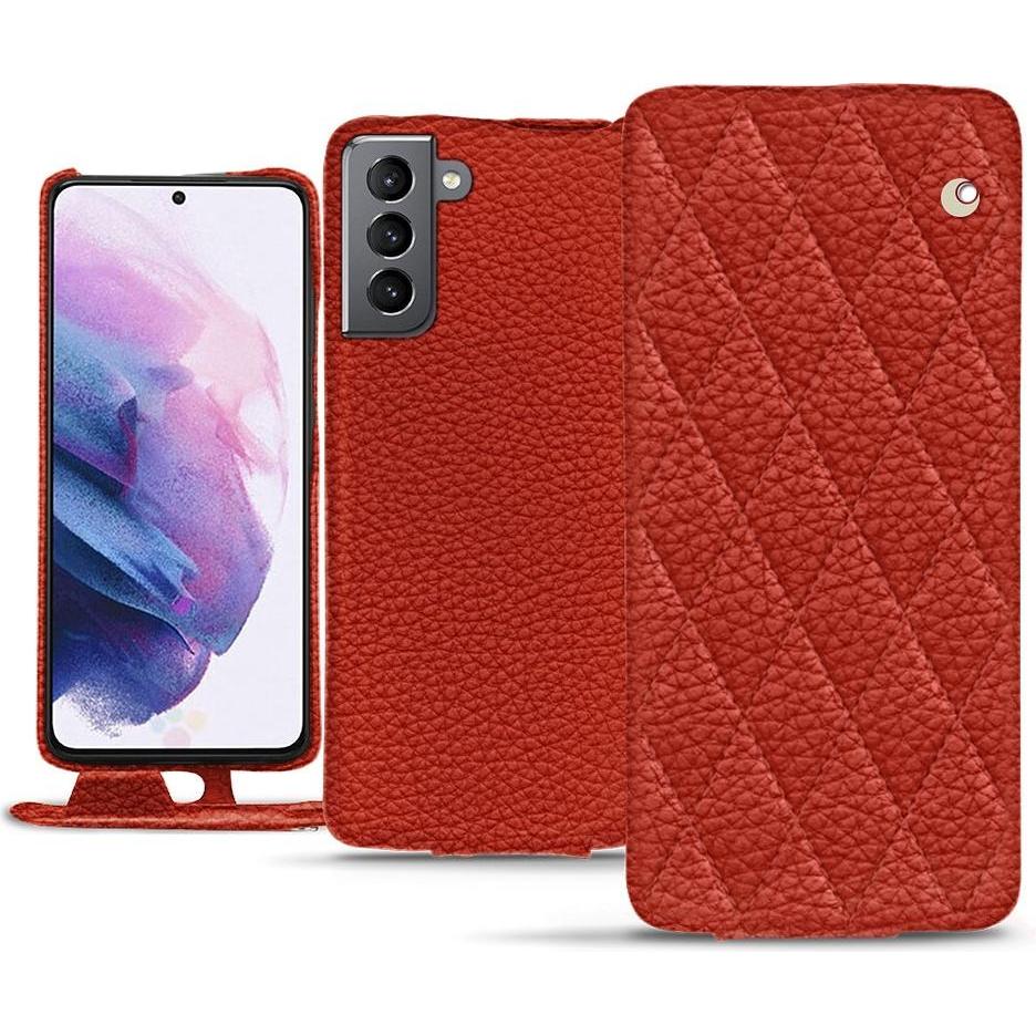 Noreve Lederschutzhülle vertikal (Samsung Galaxy S21), Smartphone Hülle, Orange