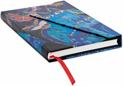 Image du produit Paperblanks Belle et énigmatique Chats en bleu avec papillonsMidiLIN (À rayures, Couverture rigide)