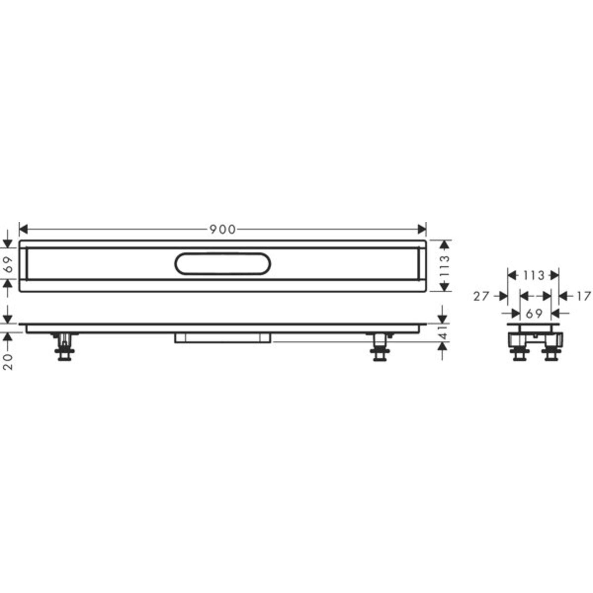 Thumbnail - hansgrohe, Duschrinne, RainDrain Installationsset 900 für Duschrinnen Fertigsets (900 mm)