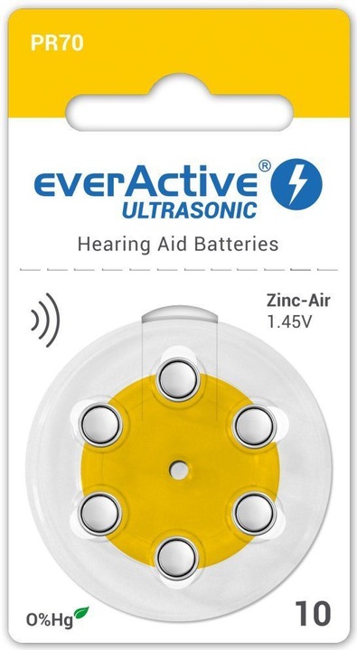 Produktbild Everactive Ultrasonic 10 - Hörgerätebatterien (6 Stk., PR70)