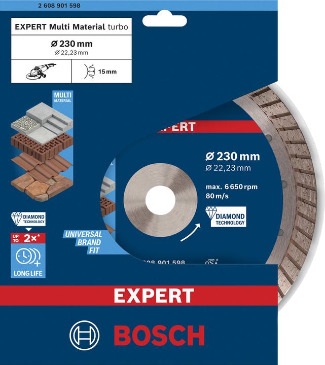 Produktbild Bosch Professional Zubehör Expert MultiMaterial Diamanttrennscheiben, 230 x 22,23 x 2,4 x 15 mm