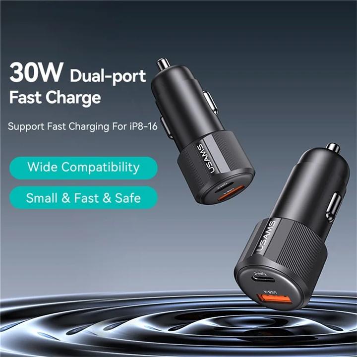 Produktbild Usams CC283 60W A+C Dual-port Fast Car Charger - YT Series Black