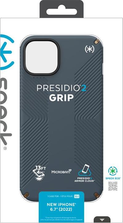 Produktbild speck Presidio2 Grip – Rutschfeste iPhone 15 Plus/14 Plus Hülle (Anthrazit/Cool Bronze/Schiefer) (Apple iPhone 14 Plus, Apple iPhone 15 Plus)