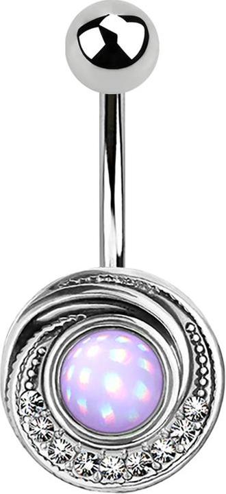 Produktbild Star Piercing Banane silber Wirbel mit Kristall und Epoxidstein violett (Messing, Chirurgenstahl 316L)