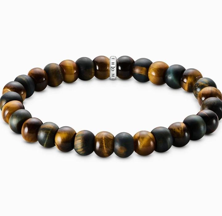 Immagine prodotto Thomas Sabo Armband Tigerauge Goldbraun und Blaugold (19 cm, Argento sterling)
