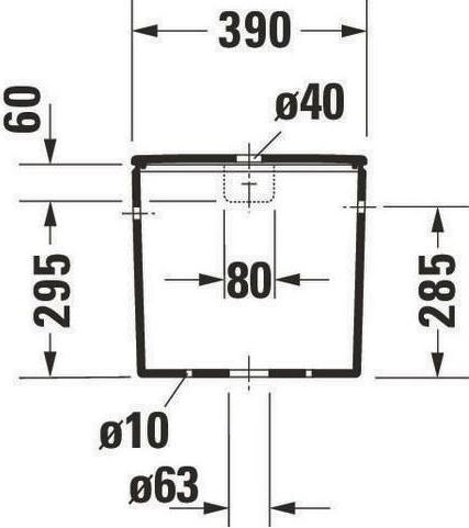 Actual product image Duravit Cistern DURASTYLE 390x170mm, connection right/left white