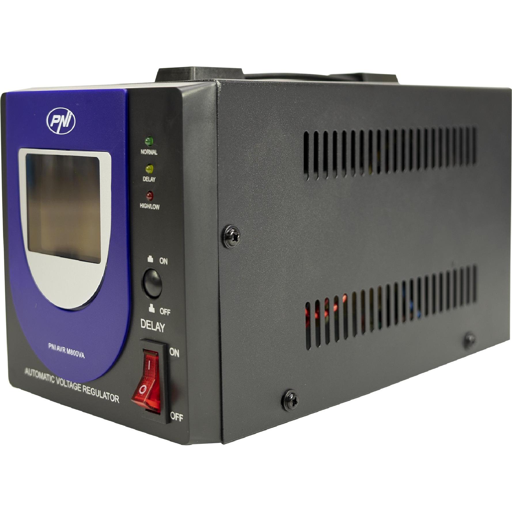 PNI Spannungsstabilisator mit Relais AVR M800VA, 2,2A, 480W, 800VA (800 VA, 480 W, Online-Doppelwandler USV), USV