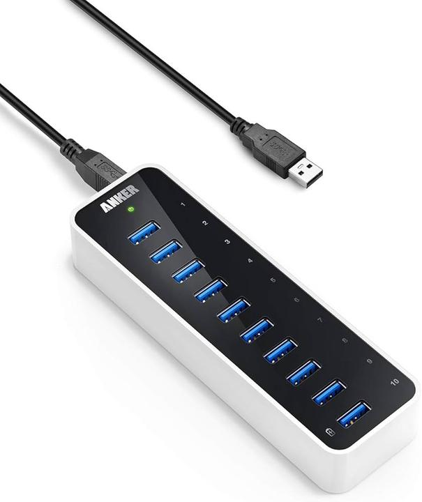 Productafbeelding Allnet usb 3.0 10-poorts hub-type-a 19 inch 1he (USB-A, 10 Havens)