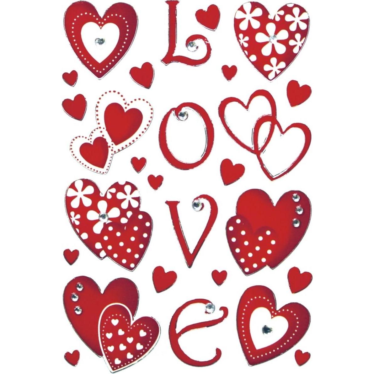 Magni, Sticker, 6287 Valentinstag Sticker, Love (26 Aufkleber, Folie, glitzernd) selbstklebend, permanent haft