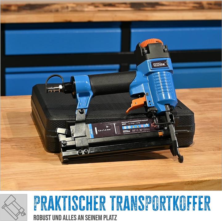 Actual product image Güde Compressed air stapler / nailer 3 in 1 20 - 40 mm 4 - 7.5 bar + 800 pcs. nail / staple set +