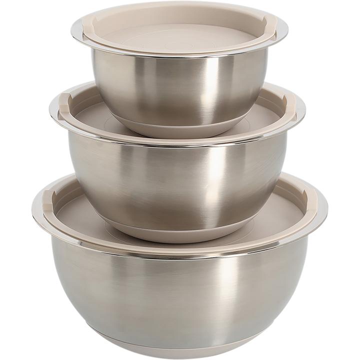 Zeller Present Set saladiers inox avec couvercles en plastique 3 pcs (3x)