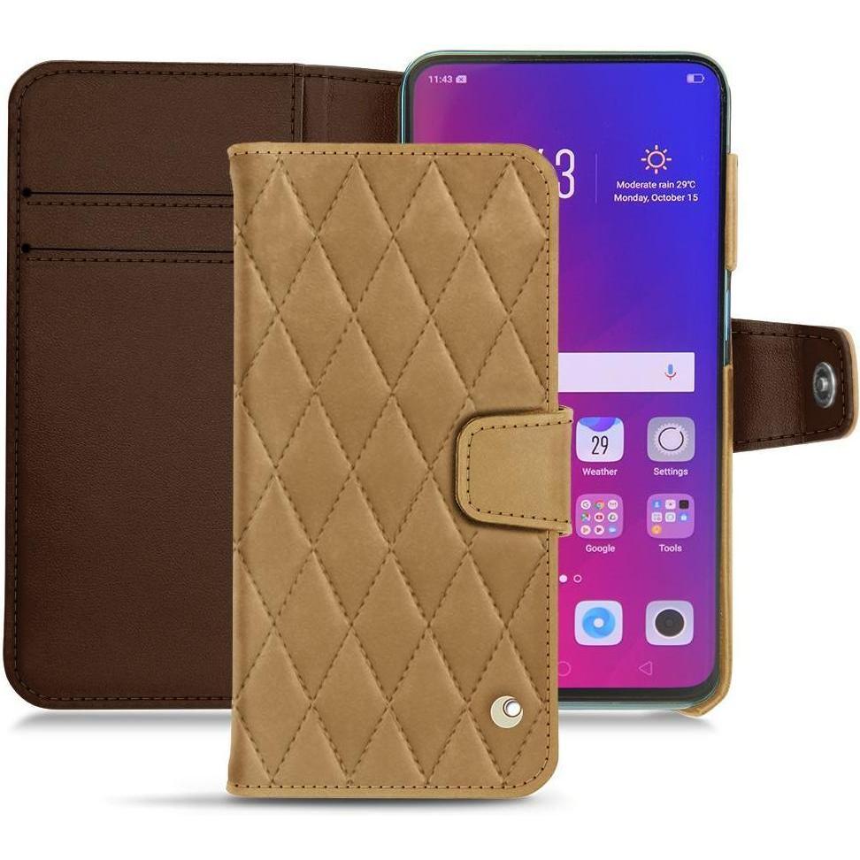 Noreve Lederschutzhülle Wallet (Oppo Find X), Smartphone Hülle, Braun