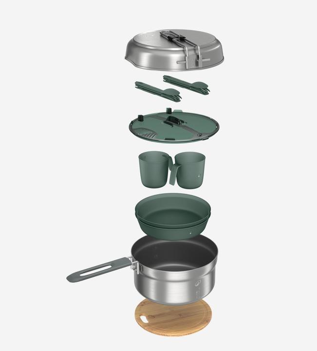 Produktbild Quechua Kochset Edelstahl Antihaftbeschichtung Camping - 500 15-teilig 2 Personen