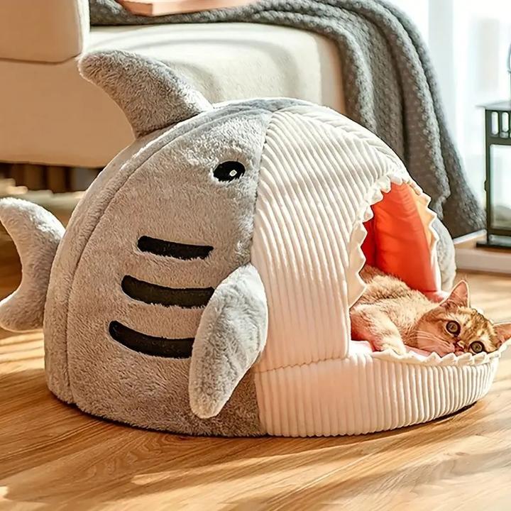 Image du produit Out of the blue Lit confortable pour chat, maison pour chat requin Igloo taille L Gris (Chien)