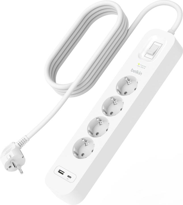 Produktbild Belkin Steckdosenleiste 4-fach + USB-A+C,525J,18W,2m SRB001vf2MV2 (4x, USB-A, USB-C, 2 m)