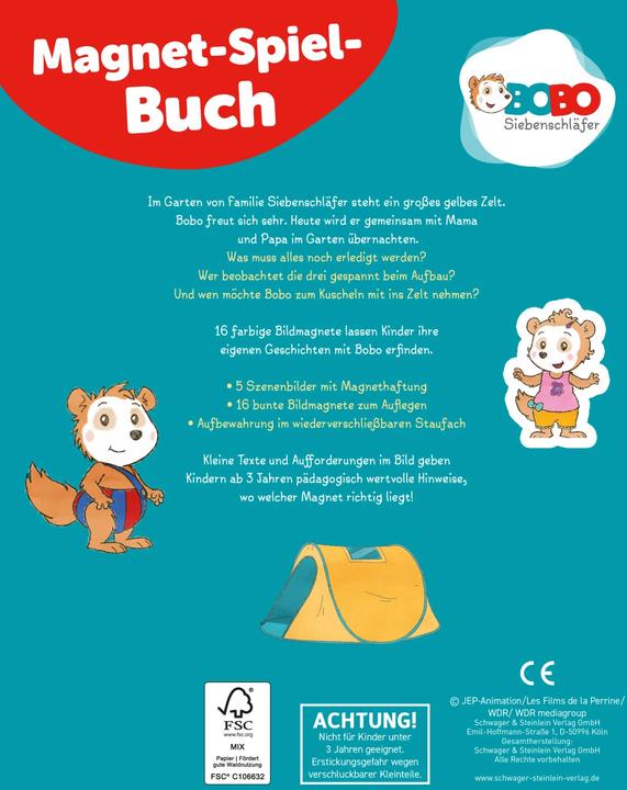 Produktbild Bobo Siebenschläfer: Magnet Spiel Buch (Deutsch, 3 Jahre)