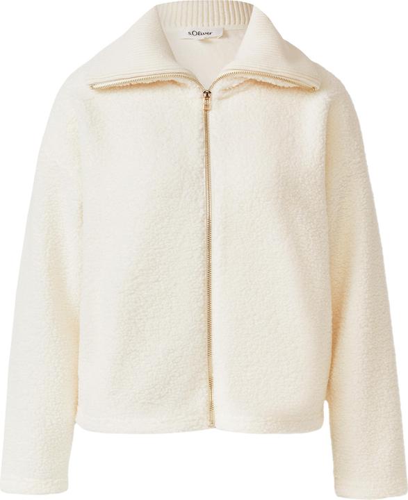 Produktbild s.Oliver Sweatshirt Jacke Leichte Teddyplüsch-Jacke mit Strickkragen (46)