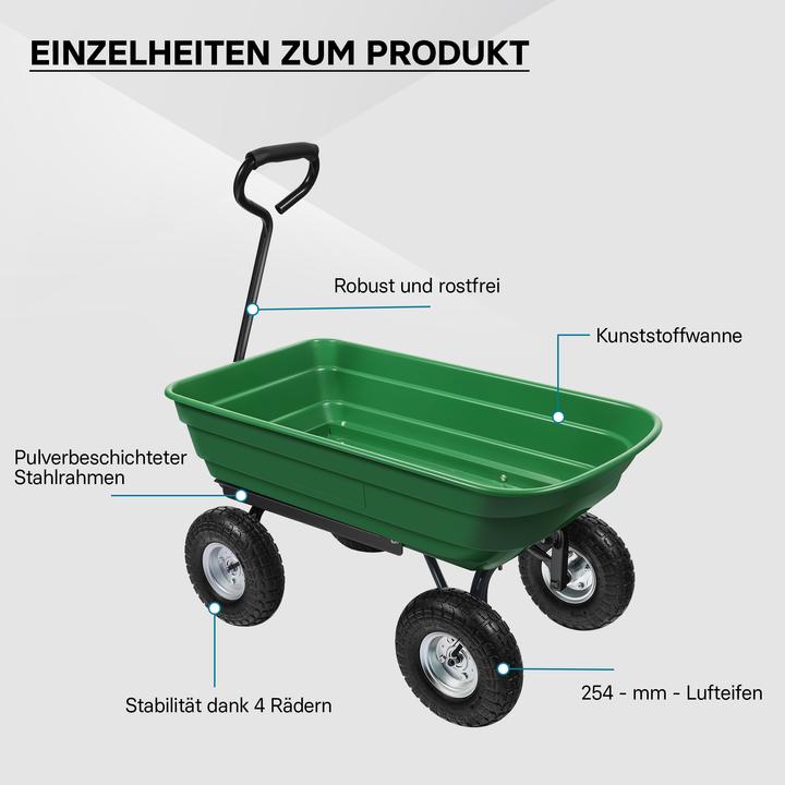 Actual product image Wiltec Garden trolley Tilting function 350kg Hand trolley 125l Hand trolley Transport trolley