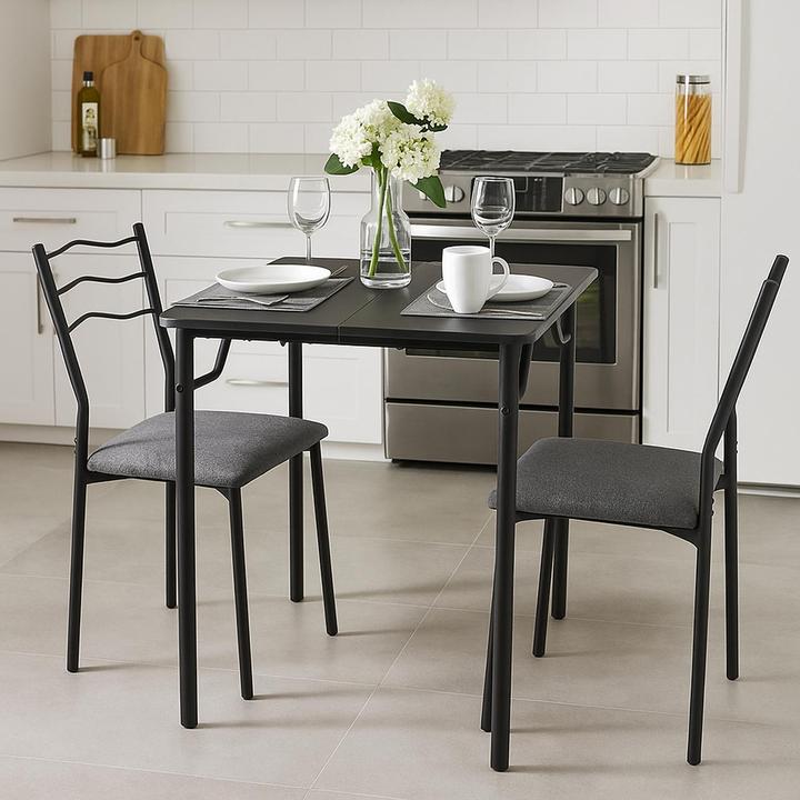 Produktbild HTI-Living Essgruppe Thora 3-teilig Tischplatte Schwarz (MDF)