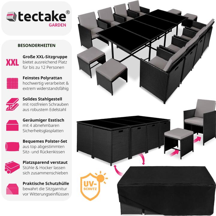 Immagine prodotto tectake Set da giardino in rattan Palma, 8+4+1