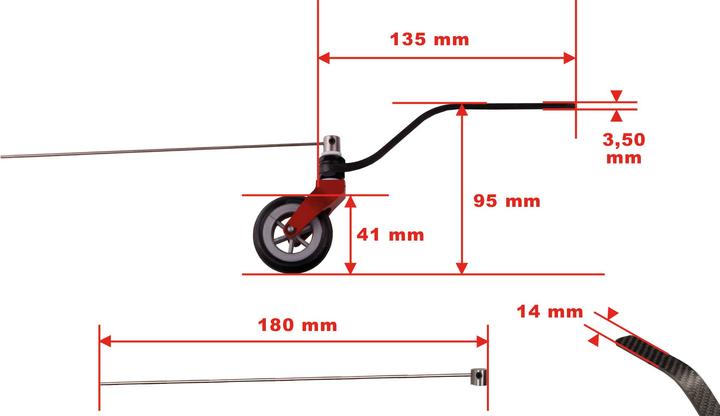 Image du produit Kuza Train arrière 50-70cc carbone V2 avec roue d'environ 41mm orientable