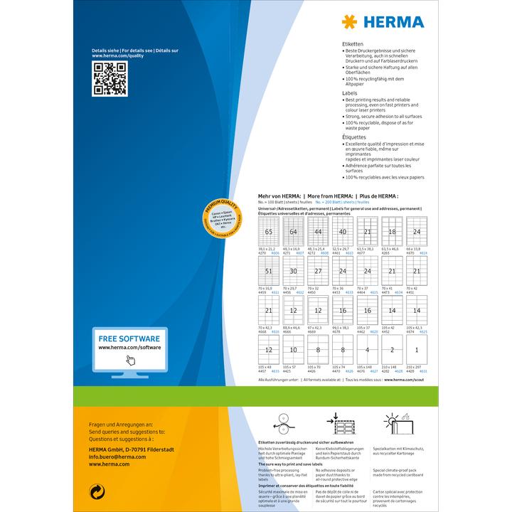 Nährwerte und Zutaten HERMA Universal Etiketten A4