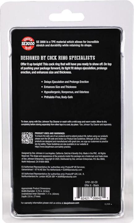 Produktbild Doc Johnson Offer It - Silicone Cockring - Black (9.10 cm)